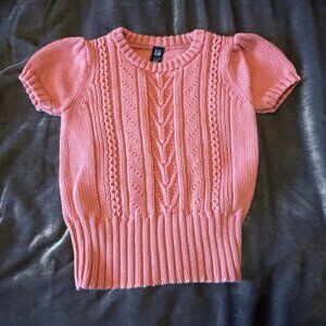 Vintage Y2K Baby Gap Pink Orange Peach Short Sleeve Cable Knit Sweater 4T